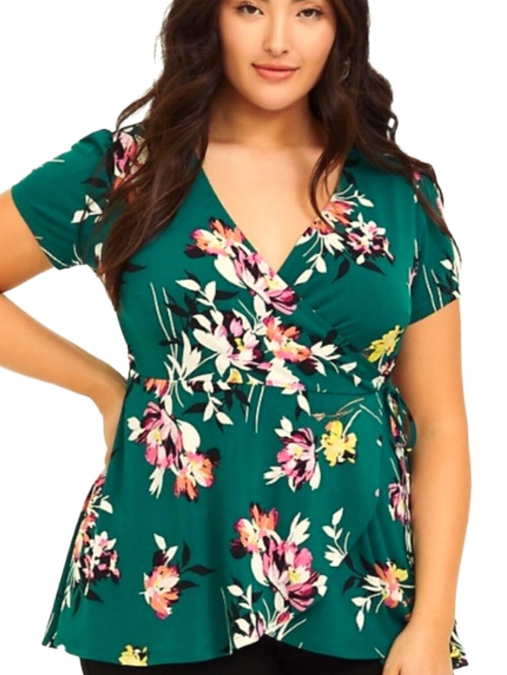 Torrid Women’s Floral Wrap Blouse – Size 1 – (EUC)